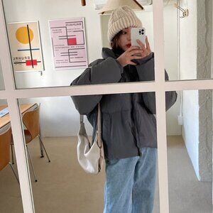 With Nnino Ivory Chunky Knit Wool Blend Beanie Soft Ribbed